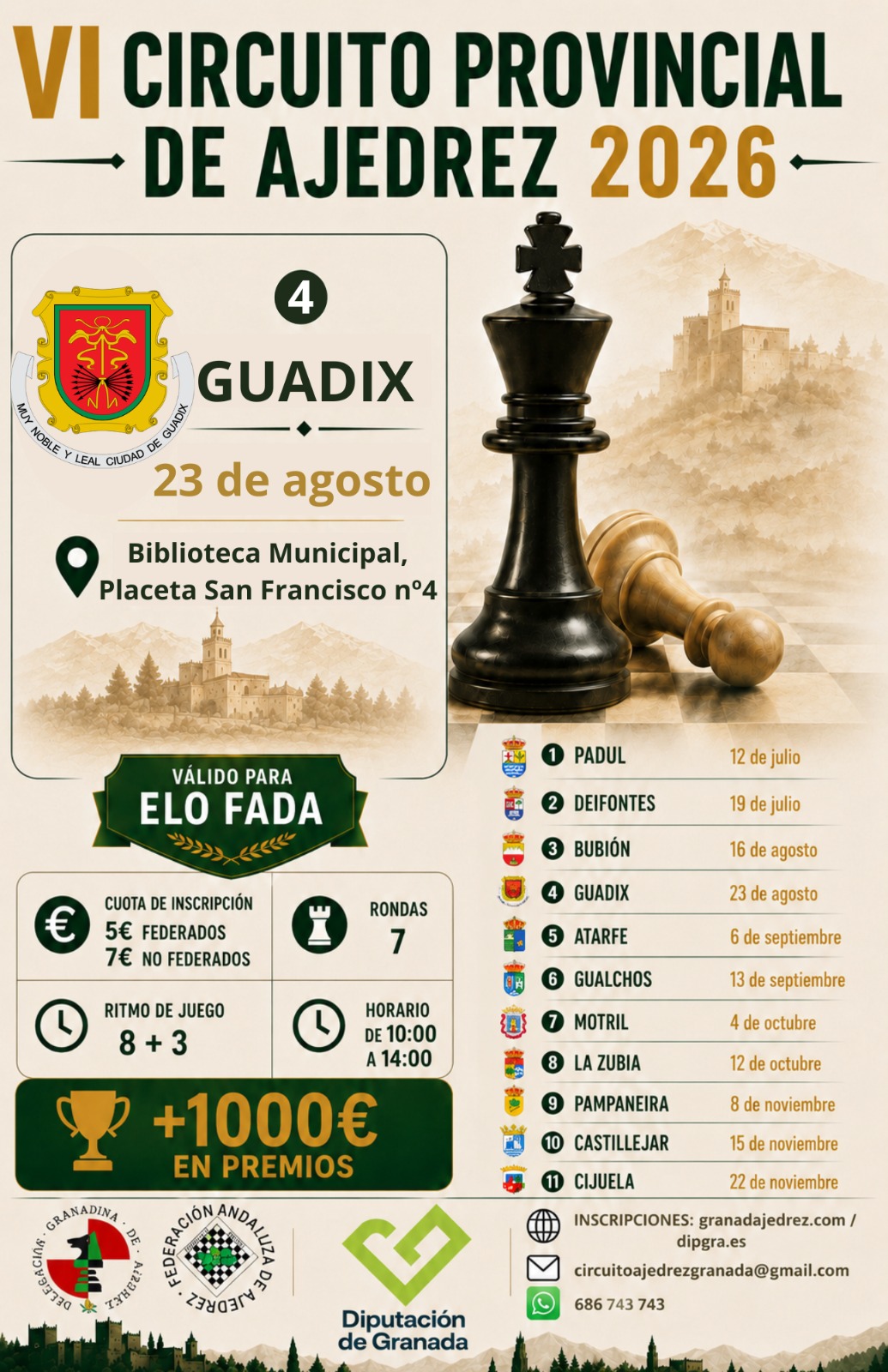 VI Circuito Provincial de Ajedrez 2026 - Torneo 4: GUADIX