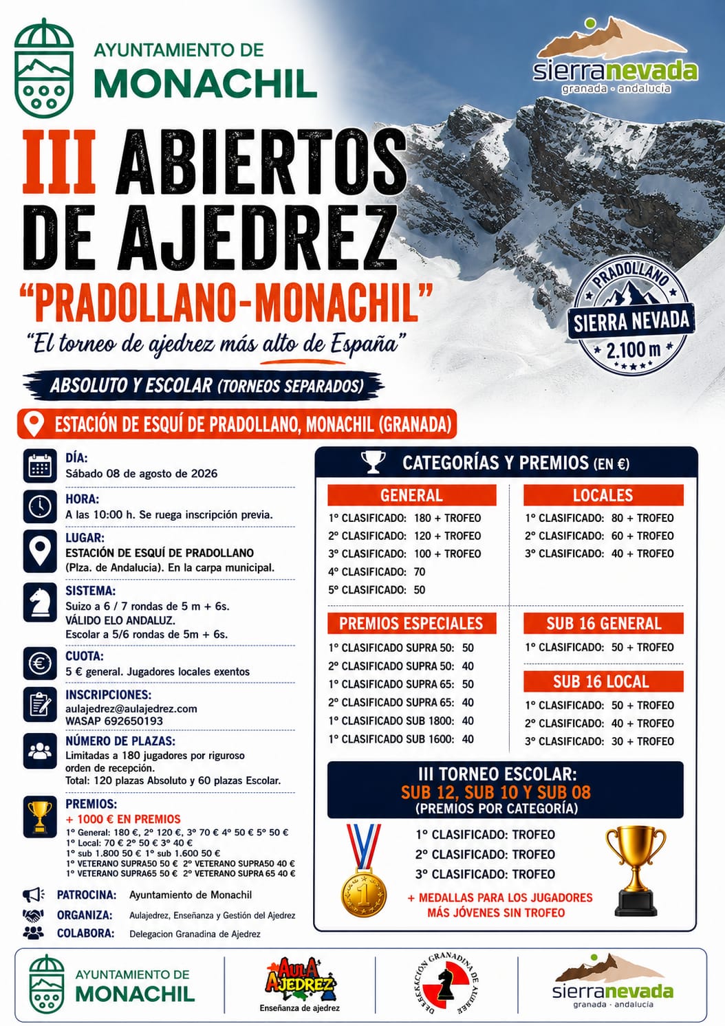 III ABIERTO DE AJEDREZ “PRADOLLANO-MONACHIL” “El torneo de ajedrez más alto de España”