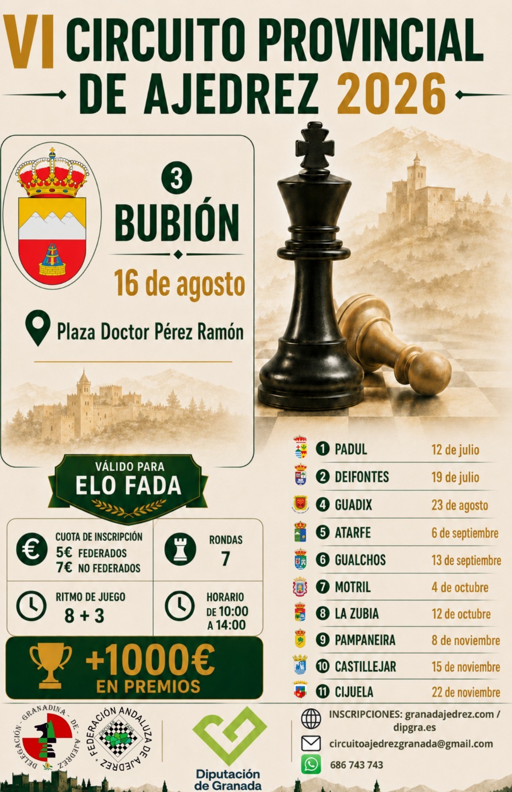 VI Circuito Provincial de Ajedrez 2026 - Torneo 3: BUBIÓN
